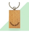 Porte-clés rectangle en bois personnalisé - Modèle Lauriers