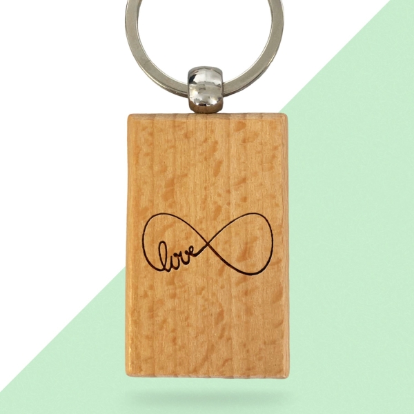 Porte-clés rectangle en bois personnalisé - Modèle Infini