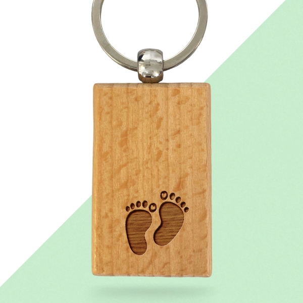 Porte-clés rectangle en bois personnalisé - Modèle Enfant