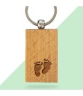 Porte-clés rectangle en bois personnalisé - Modèle Enfant