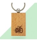 Porte-clés rectangle en bois personnalisé - Modèle Moto