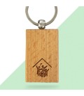 Porte-clés rectangle en bois personnalisé - Modèle Maison