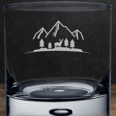 Verre personnalisé avec prénom whisky - Modèle Montagne