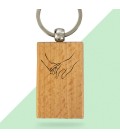 Porte-clés rectangle en bois personnalisé - Modèle Mains