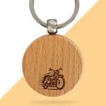 Porte-clés rond en bois personnalisé - Modèle Moto
