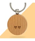 Porte-clés rond en bois personnalisé - Modèle Amour