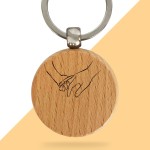 Porte-clés rond en bois personnalisé - Modèle Mains