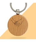Porte-clés rond en bois personnalisé - Modèle Mains