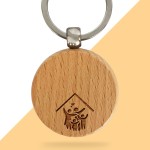 Porte-clés rond en bois personnalisé - Modèle Maison