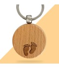 Porte-clés rond en bois personnalisé - Modèle Enfant