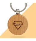 Porte-clés rond en bois personnalisé - Modèle Super