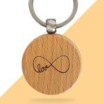 Porte-clés rond en bois personnalisé - Modèle Infini