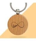 Porte-clés rond en bois personnalisé - Modèle Infini