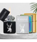 Briquet personnalisé essence couleur bleu - Modèle cerf
