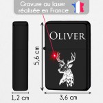 Briquet personnalisé essence couleur bleu - Modèle cerf