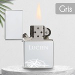 Briquet personnalisé essence couleur bleu - Modèle boussole