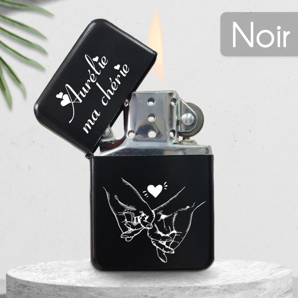 Briquet personnalisé essence couleur bleu - Modèle coeur