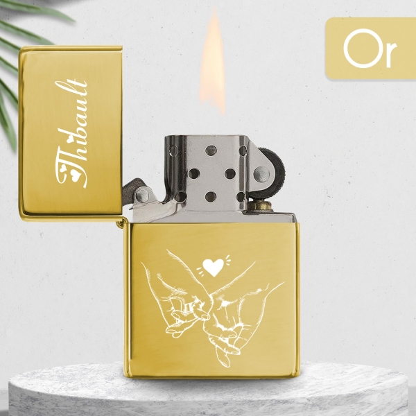 Briquet personnalisé essence couleur bleu - Modèle coeur