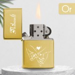 Briquet personnalisé essence couleur bleu - Modèle coeur