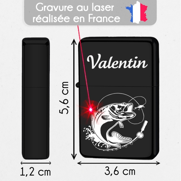 Briquet personnalisé essence couleur bleu - Modèle poisson