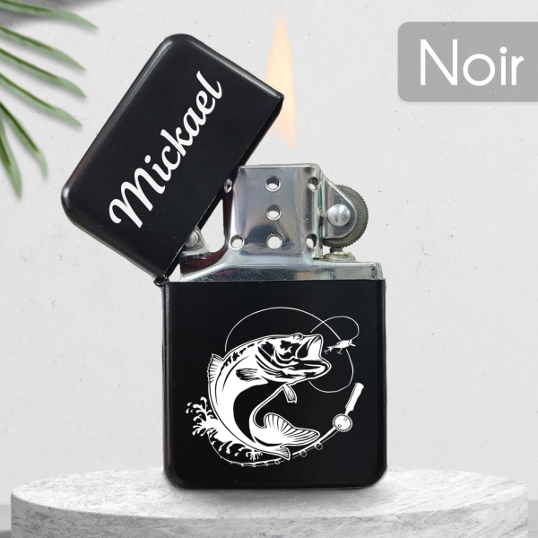 Briquet personnalisé essence couleur bleu - Modèle poisson