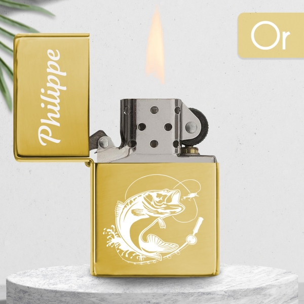 Briquet personnalisé essence couleur bleu - Modèle poisson