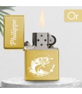 Briquet personnalisé essence couleur bleu - Modèle poisson