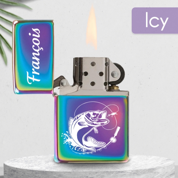 Briquet personnalisé essence couleur bleu - Modèle poisson