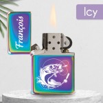 Briquet personnalisé essence couleur bleu - Modèle poisson
