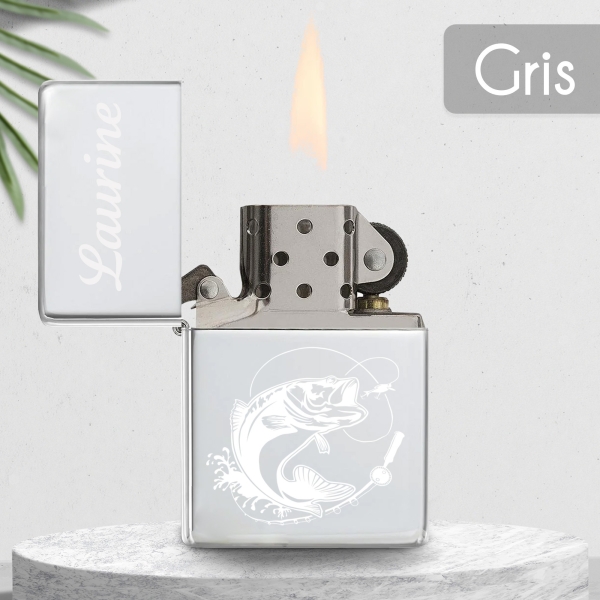 Briquet personnalisé essence couleur bleu - Modèle poisson