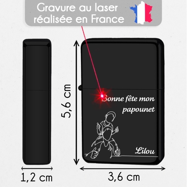 Briquet personnalisé essence couleur bleu - Modèle père et enfant