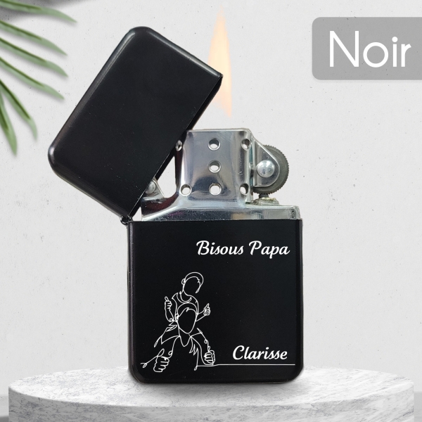 Briquet personnalisé essence couleur bleu - Modèle père et enfant
