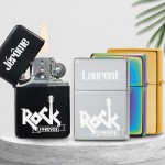 Briquet personnalisé essence couleur bleu - Modèle rock