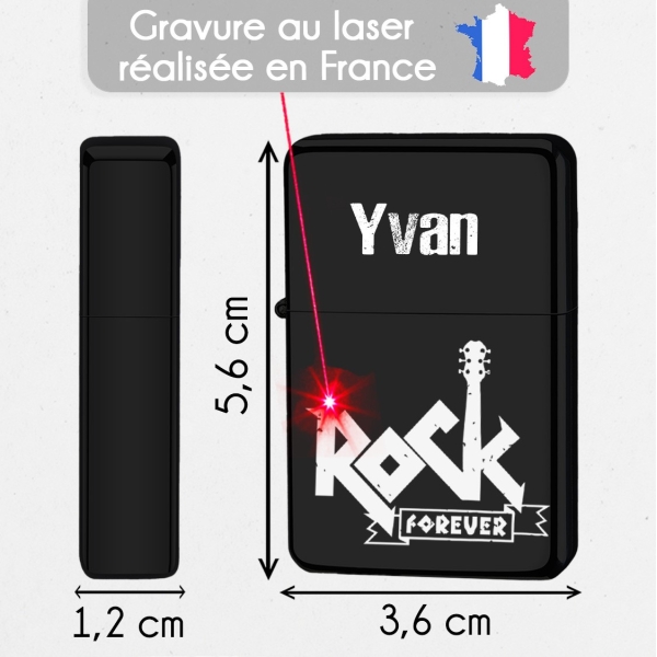 Briquet personnalisé essence couleur bleu - Modèle rock