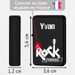 Briquet personnalisé essence couleur bleu - Modèle rock