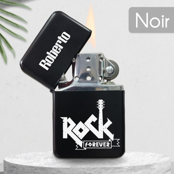 Briquet personnalisé essence couleur bleu - Modèle rock