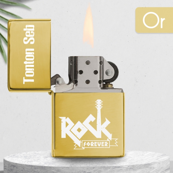 Briquet personnalisé essence couleur bleu - Modèle rock