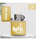 Briquet personnalisé essence couleur bleu - Modèle rock