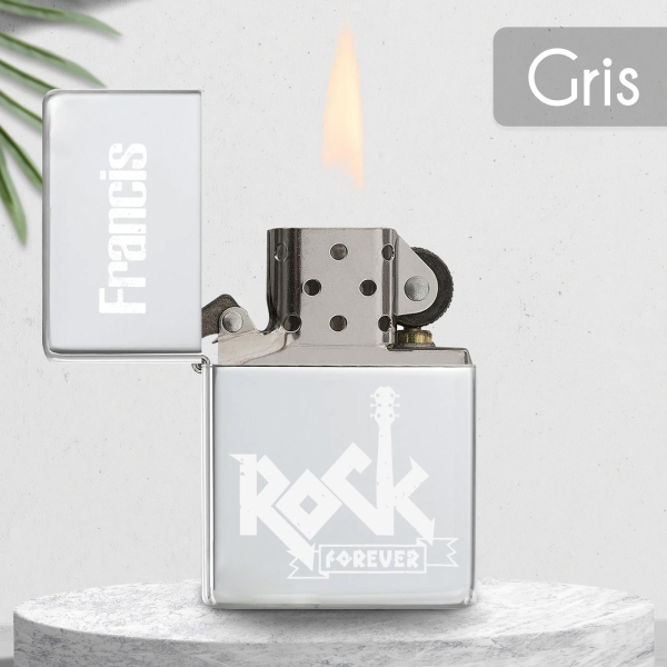 Briquet personnalisé essence couleur bleu - Modèle rock