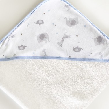 Sortie de bain bleu brodée