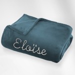 Plaid microfibre Bleu Orage 125x150 brodé