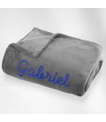 Plaid microfibre gris personnalisé