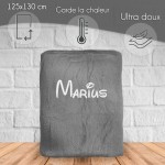 Plaid microfibre gris personnalisé