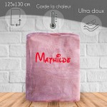 Plaid microfibre Rose personnalisé