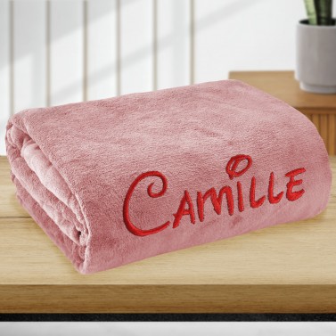 Plaid Polaire rose 130x160 personnalisé