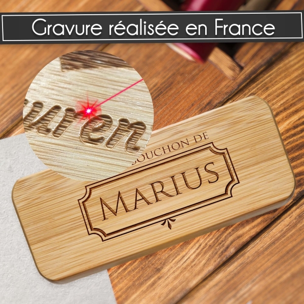 Tire Bouchon et son coffret gravé avec votre prénom
