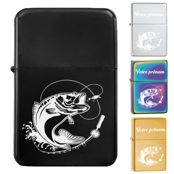 Briquet personnalisé essence couleur bleu - Modèle poisson