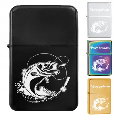 Briquet personnalisé essence couleur bleu - Modèle poisson