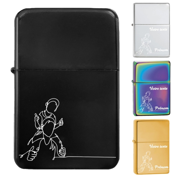 Briquet personnalisé essence couleur bleu - Modèle père et enfant