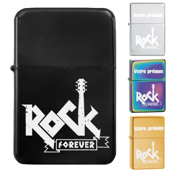 Briquet personnalisé essence couleur bleu - Modèle rock